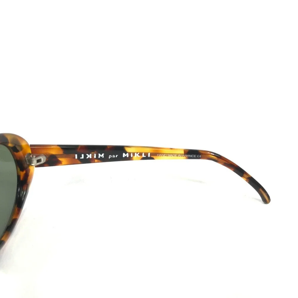 Mikli Sunglasses 6075 COL 281 Small Tortoise Round Frames with Green Lenses